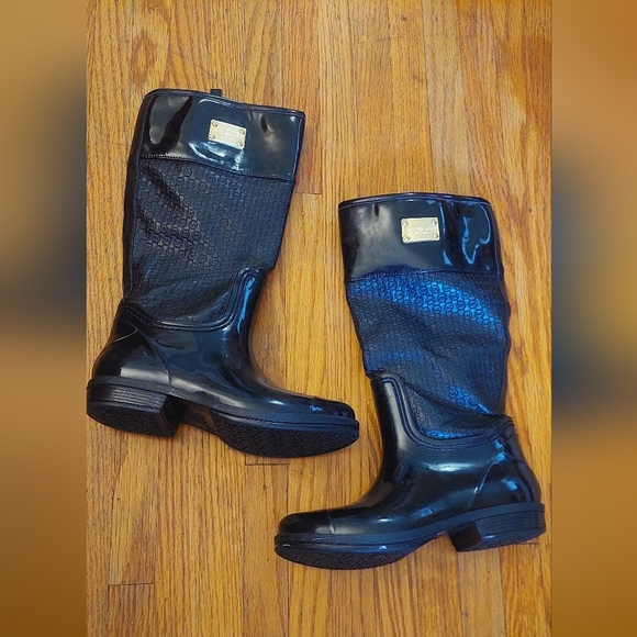 Michael Kors Black Designer Rain Boots Kids Sz 13 - Picture 1 of 8